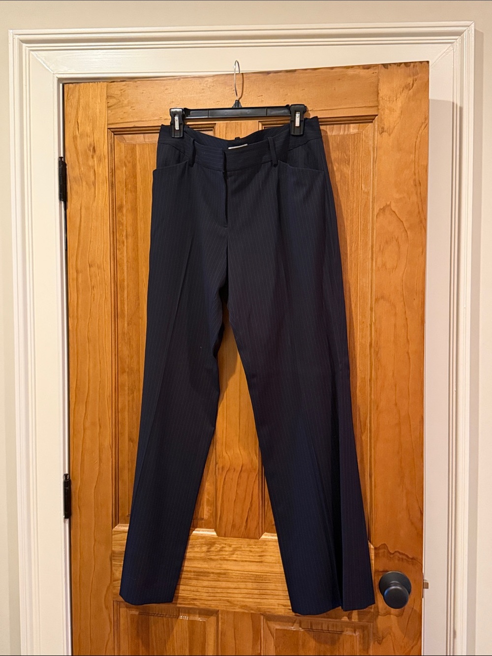 Tahari Navy Pinstripe Dress Trousers